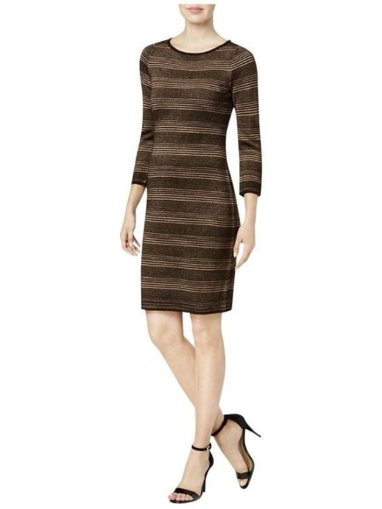 Calvin Klein Dresses & Skirts - Calvin Klein Metallic Striped Long-Sleeve Knit Dress